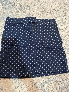 J. Crew Navy and White Polka Dot Mini Skirt 00